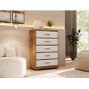 Ver imagem 1 de Comoda Brilhante 5 Gavetas Armário para Quarto e Sala Ipê Off White