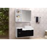 Conjunto Gabinete Banheiro C/ Espelheira - Cj Turin 80 Cm - Branco / Preto - 1