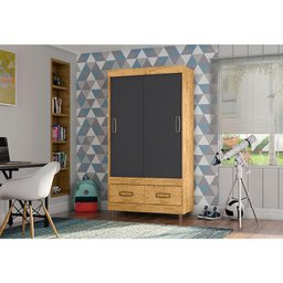 Guarda Roupa Solteiro 2 Portas Ambiente 20022 Freijó Carbono Flex – Araplac - 1