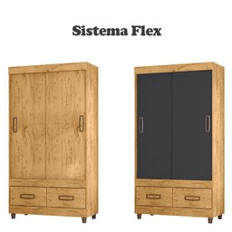 Guarda Roupa Solteiro 2 Portas Ambiente 20022 Freijó Carbono Flex – Araplac - 3