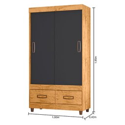 Guarda Roupa Solteiro 2 Portas Ambiente 20022 Freijó Carbono Flex – Araplac - 4