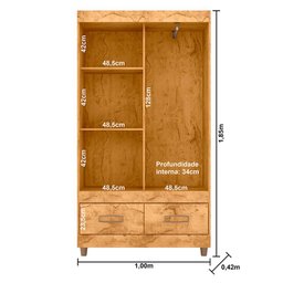Guarda Roupa Solteiro 2 Portas Ambiente 20022 Freijó Carbono Flex – Araplac - 5