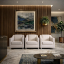 Ver imagem 2 de Kit 3 Poltronas Reforçadas Recepção Barbearia Tecido Corino Bege