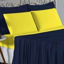 Ver imagem 3 de Jogo de Cama Casal Viúva Nobre 4 Peças Malha 100% Algodão - Azul-marinho / Amarelo