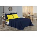Ver imagem 4 de Jogo de Cama Casal Viúva Nobre 4 Peças Malha 100% Algodão - Azul-marinho / Amarelo
