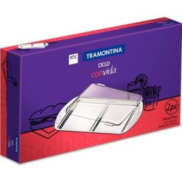 Conj. Frios 2 peças, Bandeja de Aço Inox com Polimento Brilho e Tampa de Acrílico Ciclo - Tramontina - 4
