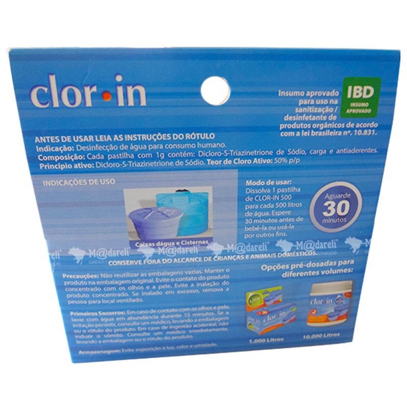 Cloro em Pastilhas para Caixas de Água Clorin 25 un. 1g 500L - 2