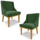Ver imagem 1 de Kit 2 Cadeiras Decorativas Sala de Jantar Base Fixa de Madeira Firenze Suede Verde/Castanho G19 - Gr
