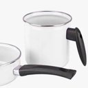 Ver imagem 5 de Caneca Leiteira Branca Esmaltada 1,25 Litros Cabo Baquelite
