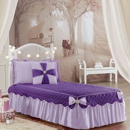 Colcha Solteiro Laura Lacinhos Quarto Meninas Tecido Micro Fibra Matelado 5 Peças - Roxo e Lilás - 1 Colcha Solteiro Laura Lacinhos Quarto Meninas Tecido Micro Fibra Matelado 5 Peças - Roxo e Lilás - 1