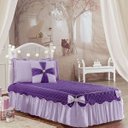 Ver imagem 1 de Colcha Solteiro Laura Lacinhos Quarto Meninas Tecido Micro Fibra Matelado 5 Peças - Roxo e Lilás