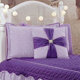 Colcha Solteiro Laura Lacinhos Quarto Meninas Tecido Micro Fibra Matelado 5 Peças - Roxo e Lilás - 2 Colcha Solteiro Laura Lacinhos Quarto Meninas Tecido Micro Fibra Matelado 5 Peças - Roxo e Lilás - 2