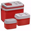 Ver imagem 1 de Kit 3 Caixa Térmica 32, 12, 5 L Vermelha Cooler - Soprano