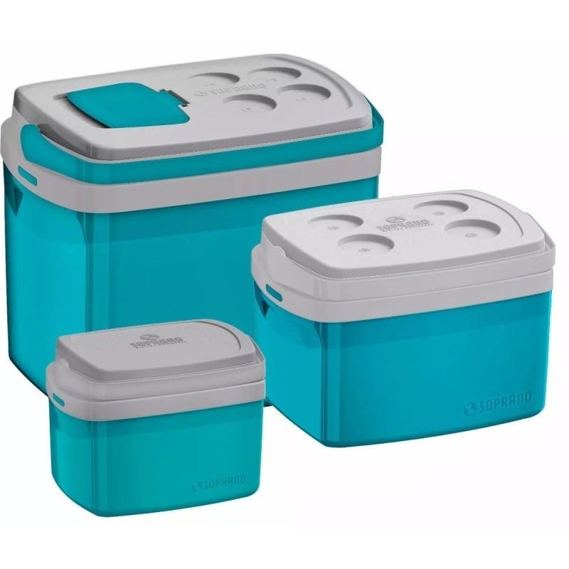 Kit 3 Caixa Térmica 32, 12, 5 L Azul Cooler - Soprano - 1