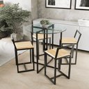 Ver imagem 1 de Conjunto Mesa 4 Cadeiras Pinus Tampo Vidro Redondo Industrial Black