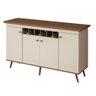 Buffet Tuboarte Vegas 4 Portas 100% MDF com Adega e Pés Estilo Retrô Off White Amendoa - 2