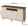 Buffet Tuboarte Vegas 4 Portas 100% MDF com Adega e Pés Estilo Retrô Off White Amendoa - 3