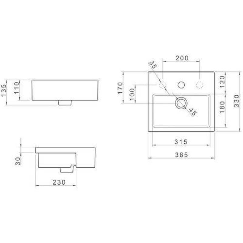 Cuba de Semi Encaixe de Mesa para Banheiro Retangular L733 Branco - Deca L.733.17 - 2