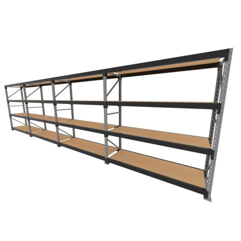 Mini Porta Pallet 200 Kg por Nivel Inicial +3 Continuação com 4 Niveis Preto com Mdf Cru
