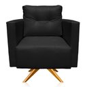 Ver imagem 4 de Poltrona Sala Decorativa Kit 2 Livia Giratória Madeira Sintético Preto M11 - D’Rossi