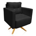 Ver imagem 5 de Poltrona Sala Decorativa Kit 2 Livia Giratória Madeira Sintético Preto M11 - D’Rossi