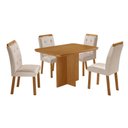 Ver imagem 2 de Conjunto Mesa de Jantar 120cm com 4 Cadeiras Estofadas Multimóveis Crrft-CON043 Madeirado/Creme