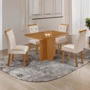 Ver imagem 1 de Conjunto Mesa de Jantar 120cm com 4 Cadeiras Estofadas Multimóveis Crrft-CON043 Madeirado/Creme