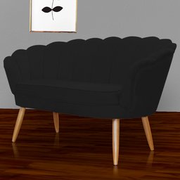 Namoradeira Sofá Pétala 2 lugares Suede Preto  Visalar Móveis - 2