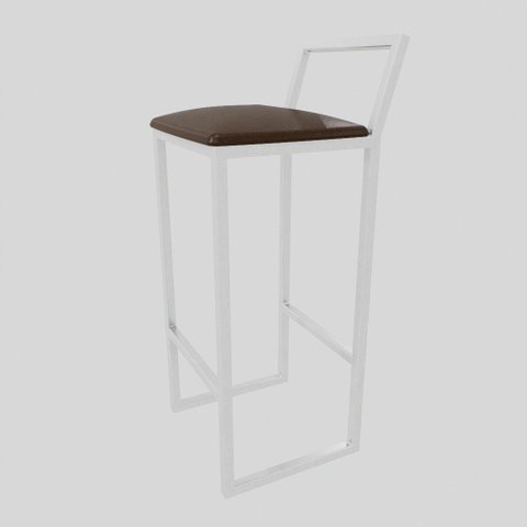 Banqueta Alta Balcão Bistrô Branca Confort Industrial Assento Estofado Don Castro Decor