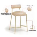 Ver imagem 3 de Banqueta Cozinha Alta com Encosto Kit 2 Industrial Champanhe Londres PU Facto D03 - D'Rossi