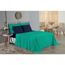 Ver imagem 4 de Jogo de Cama Casal Viúva Nobre 4 Peças Malha 100% Algodão - Jade / Azul-marinho