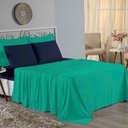 Ver imagem 1 de Jogo de Cama Casal Viúva Nobre 4 Peças Malha 100% Algodão - Jade / Azul-marinho