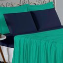 Ver imagem 3 de Jogo de Cama Casal Viúva Nobre 4 Peças Malha 100% Algodão - Jade / Azul-marinho