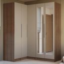Ver imagem 1 de Guarda-Roupa Modulado de Canto 310 cm 5 Portas com Espelhos 2 Gavetas Rustic/Crema Neo Madesa 04