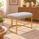 Ver imagem 2 de Puf Poltrona Lua Premium Base Metal Dourada Boucle Cinza Claro