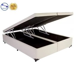 Base Box Baú Queen Bipartido Belos Sonhos Sintético Bege 49x158x198 - 1