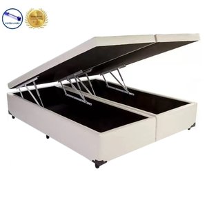 Base Box Baú Queen Bipartido Belos Sonhos Sintético Bege 49x158x198