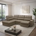 Ver imagem 3 de Sofá 4 Lugares Retrátil Reclinável Chaise Esquerdo 288cm Solin F04 Veludo Amêndoa - Lyam Decor