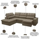 Ver imagem 4 de Sofá 4 Lugares Retrátil Reclinável Chaise Esquerdo 288cm Solin F04 Veludo Amêndoa - Lyam Decor