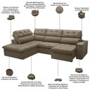 Ver imagem 4 de Sofá 4 Lugares Retrátil Reclinável Chaise Esquerdo 288cm Solin F04 Veludo Amêndoa - Lyam Decor