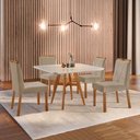 Ver imagem 1 de Conjunto Sala de Jantar Mesa Atenas Madeira Maciça 90x90cm Tampo Quadrado Vidro Off White com 4 Cade