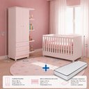 Ver mais imagens de Kit Quarto de Bebê Doce Sonho com Berço Mini Cama Guarda Roupa 2 Portas e Colchão D18 130x70 Movellu