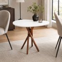 Ver imagem 1 de Mesa Orgânica Canto Jantar Home Office 90x60cm Pé Madeira Madeira Ecom Cor:Branco