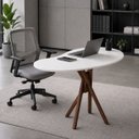Ver imagem 2 de Mesa Orgânica Canto Jantar Home Office 90x60cm Pé Madeira Madeira Ecom Cor:Branco