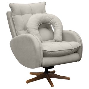 Poltrona de Amamentação Base Giratória e Balanço em Madeira Angra Veludo - Sofa Store:veludo Bege Ma