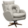 Poltrona de Amamentação Base Giratória e Balanço em Madeira Angra Veludo - Sofa Store:veludo Bege Ma - 1