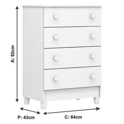 Berço Americano Mini Cama e Cômoda Mel Flat Branco Brilho - Carolina - 8