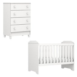 Berço Americano Mini Cama e Cômoda Mel Flat Branco Brilho - Carolina - 1