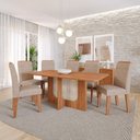 Ver imagem 1 de Sala de Jantar 6 Lugares 160 cm Hazel Cinamomo/Linho Bege - Panorama Móveis