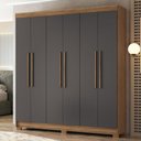 Ver imagem 2 de Guarda-roupa Casal Ampére 6 Portas 2 Gavetas Jatoba/grafite- Pnr Móveis